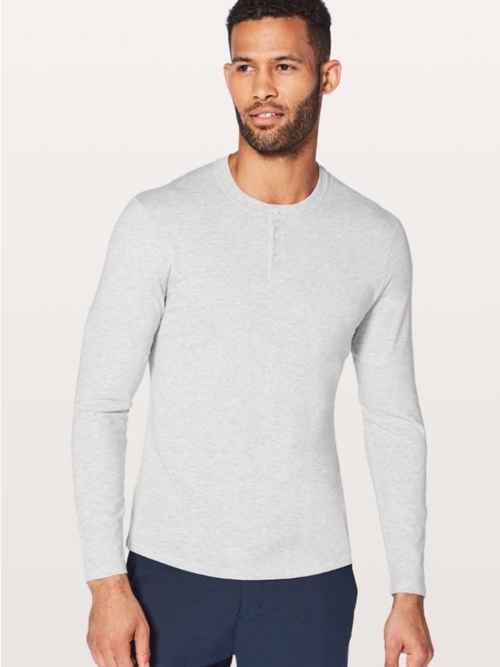 Lululemon 5 Year Basic Long Sleeve Henley Heathered Core Ultra Light Grey